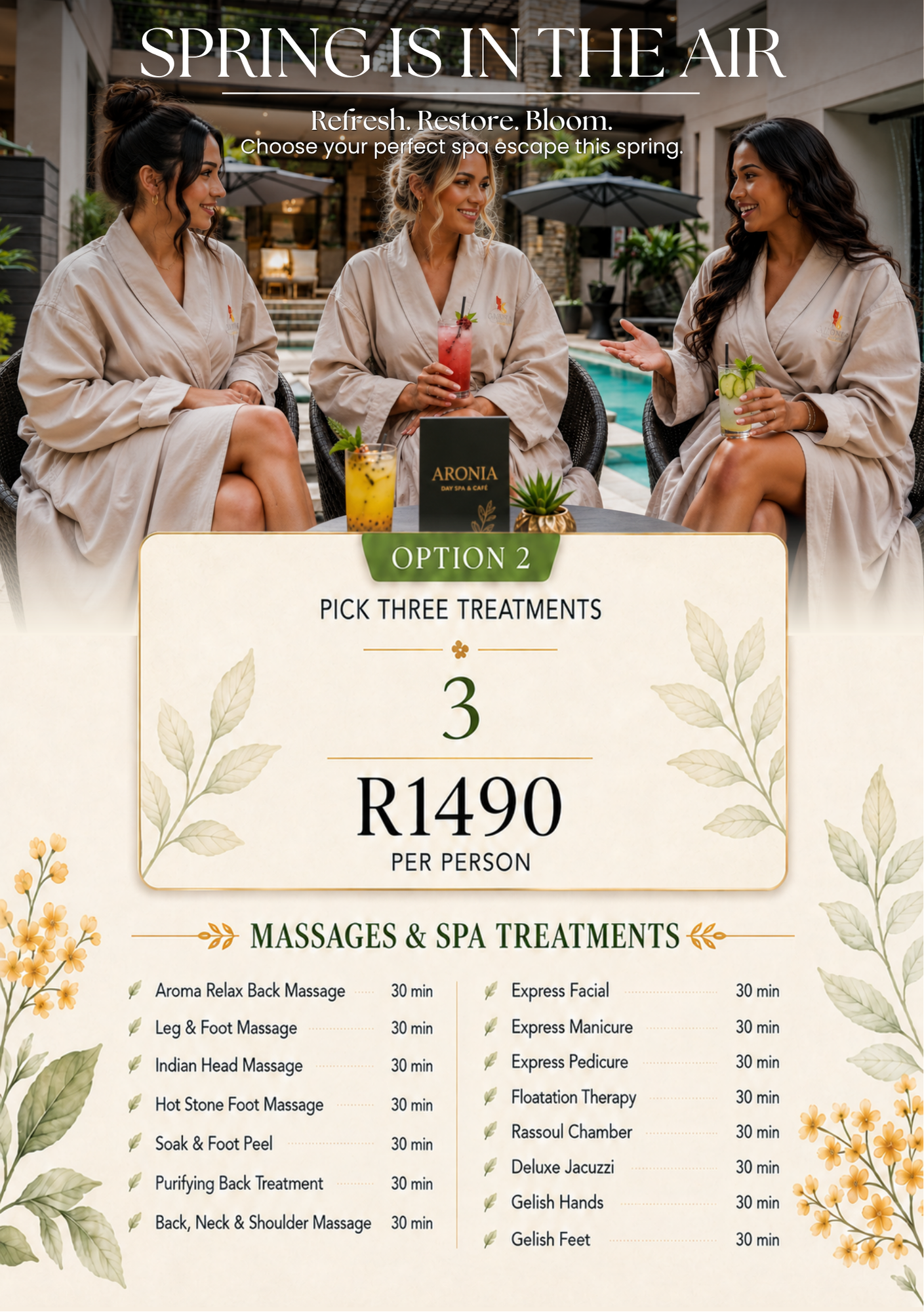 Spring Is in the Air - Pick Three Treatments Voucher