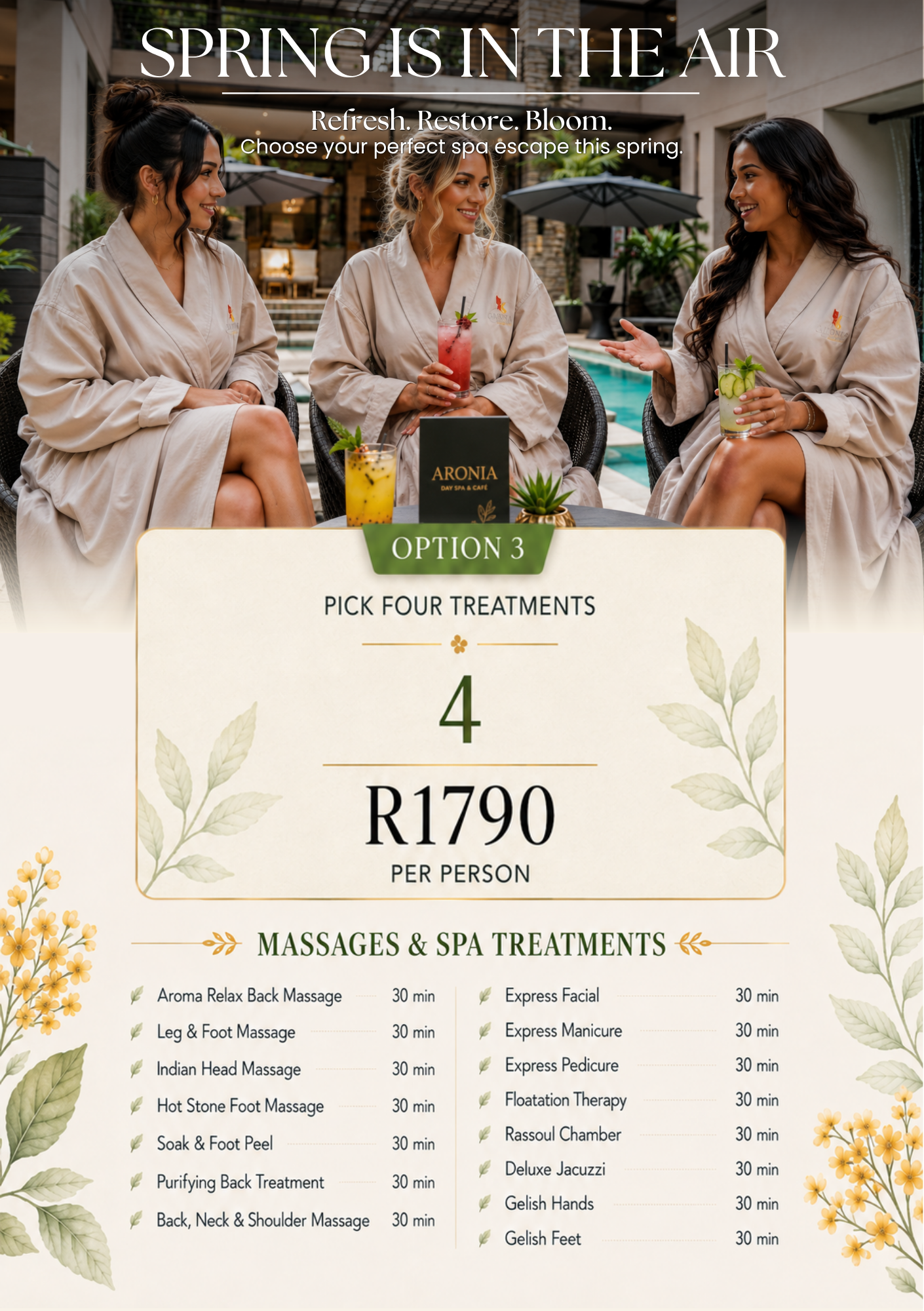 Spring Is in the Air - Pick Four Treatments Voucher